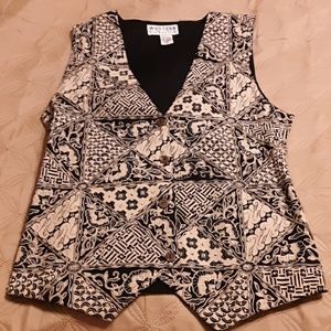 Vest Tie-back Pearl Beaded Tribal Print